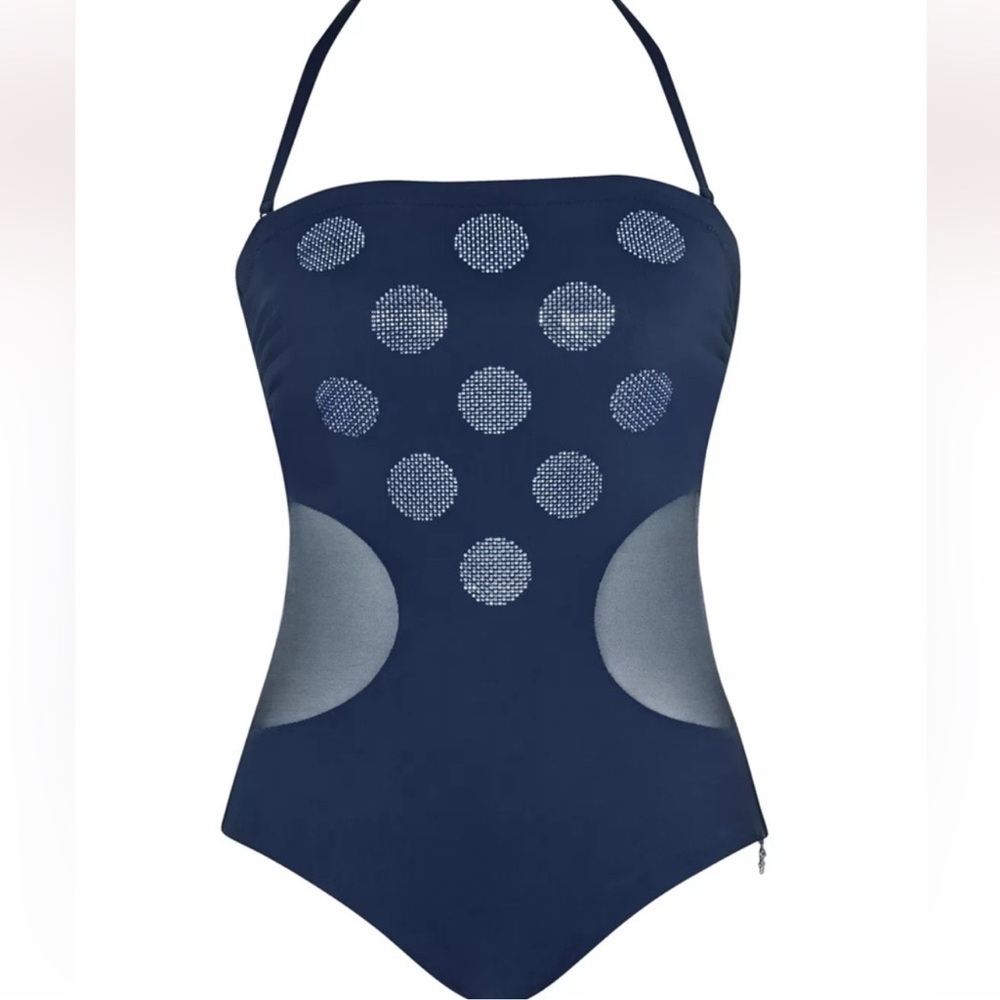 Opera Swim Fascination Swimsuit Glamour Dots Rhinestone Mesh Inserts 36C New